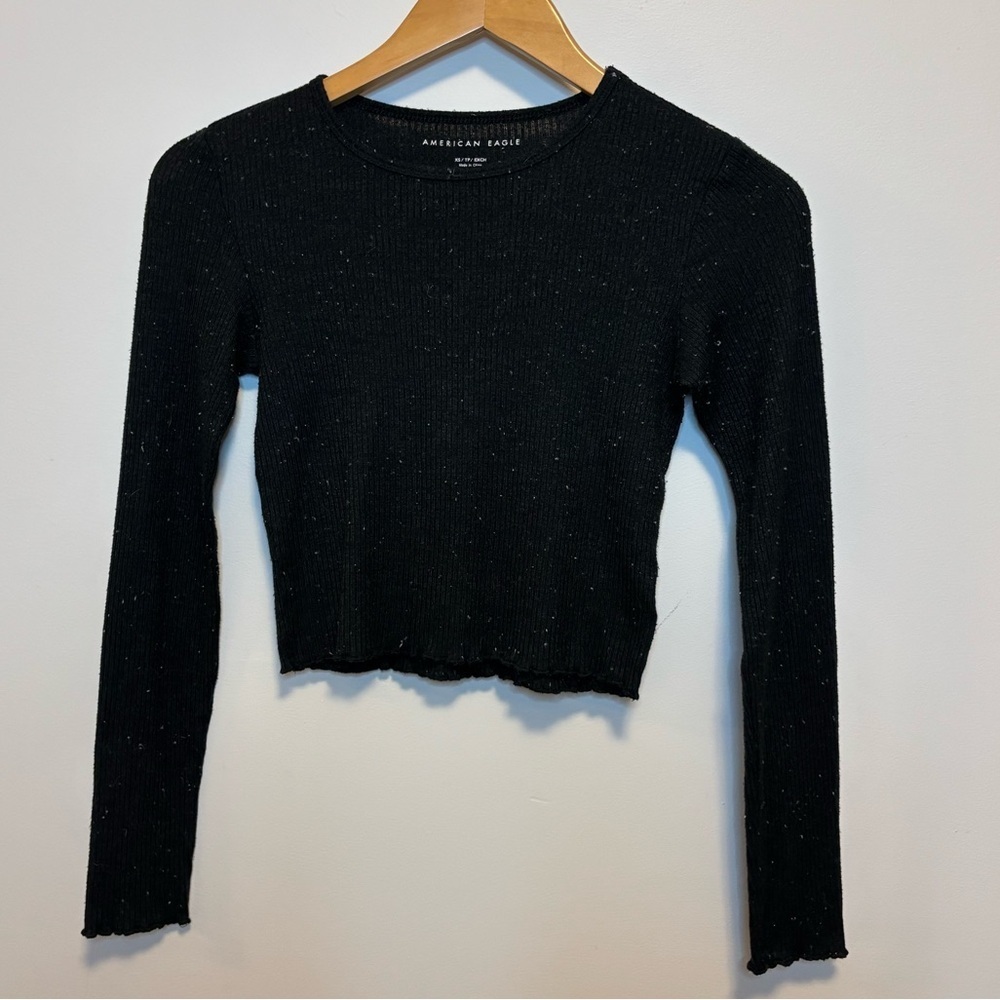 American Eagle Outfitters | Long Sleeve Ribbed Tee | Black | Size XS